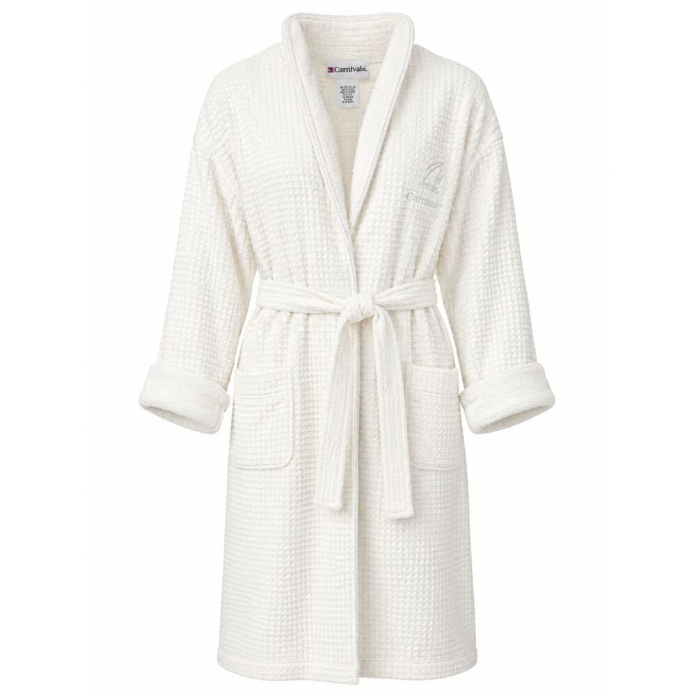 Carnival White Waffle Weave Spa Bath Robe Belted One Size Unisex